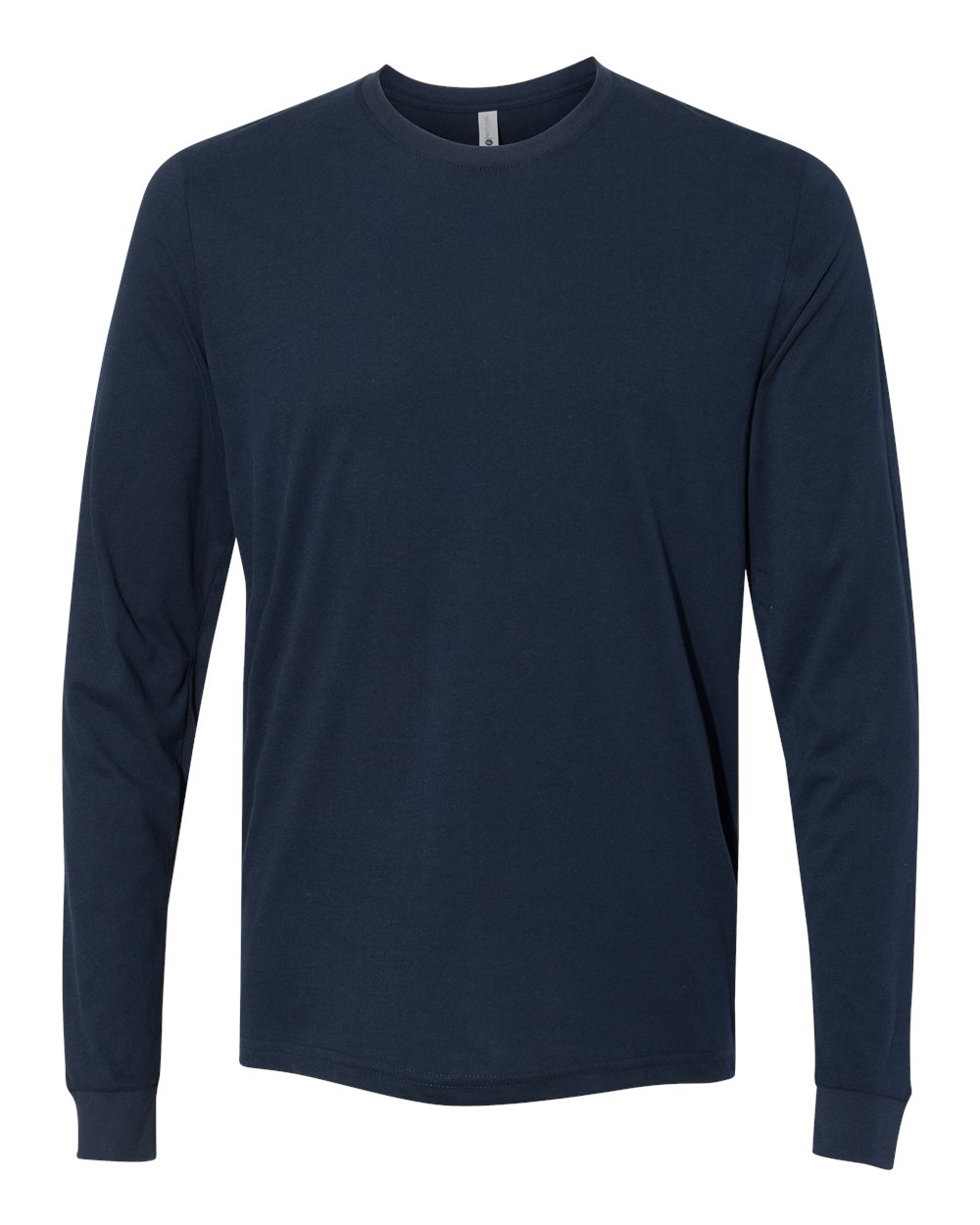Front View of Midnight Navy Sueded Long Sleeve T-Shirt - 6411