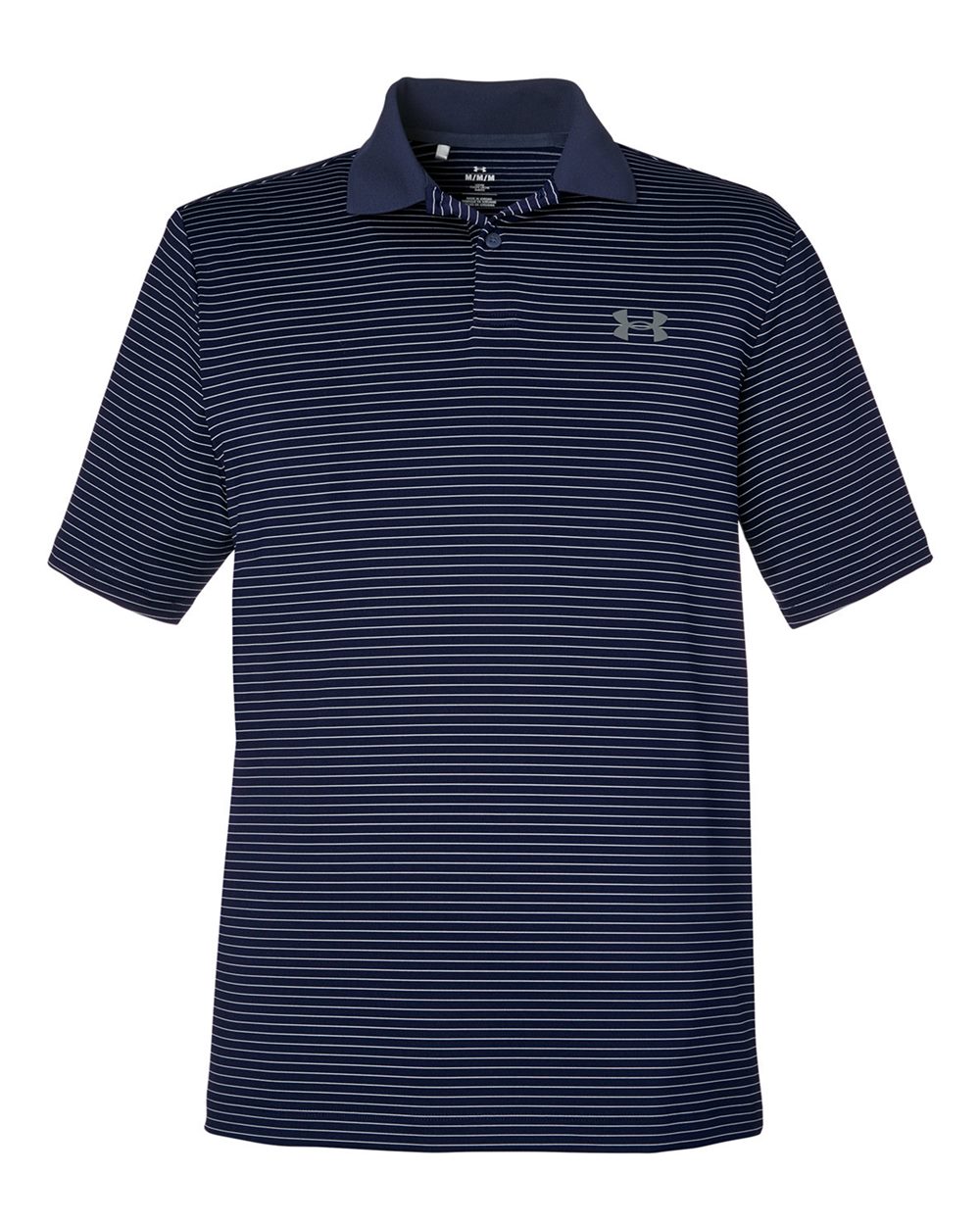 Front View of Midnight Navy/ White 3.0 Striped Perf Polo - 1377376