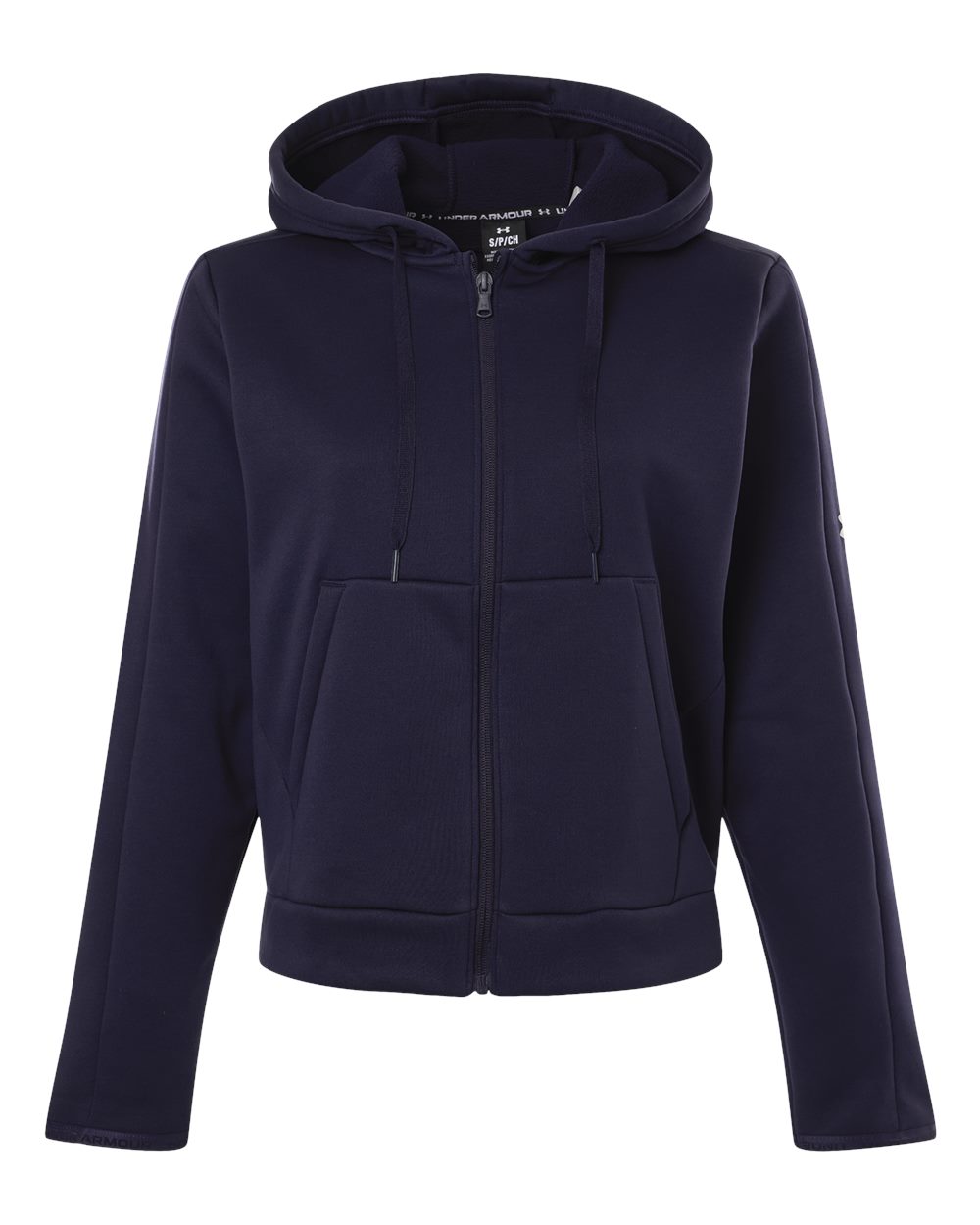 Front View of Midnight Navy/ White Women's Armour Fleece Pro Hooded Full-Zip - 6010941 plain