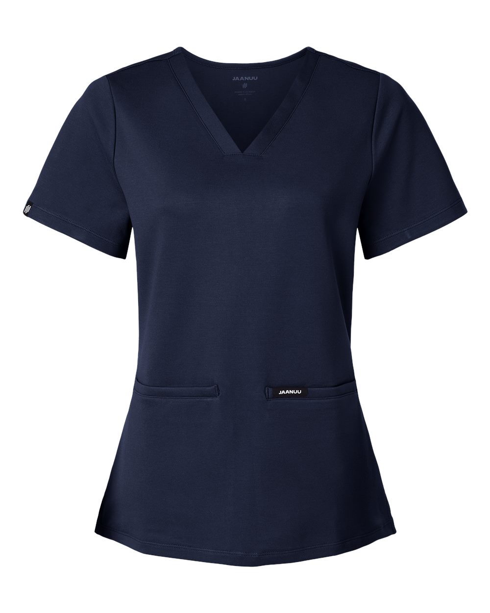 Front View of Midnight Navy Women's Cesi Ultrasoft Scrub V-Neck Top - W30003