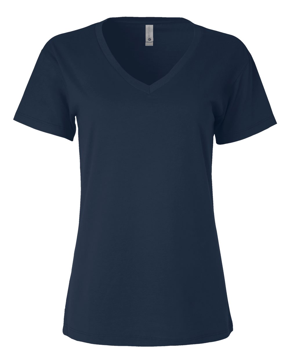 Front View of Midnight Navy Women’s Cotton V-Neck T-Shirt - 3940