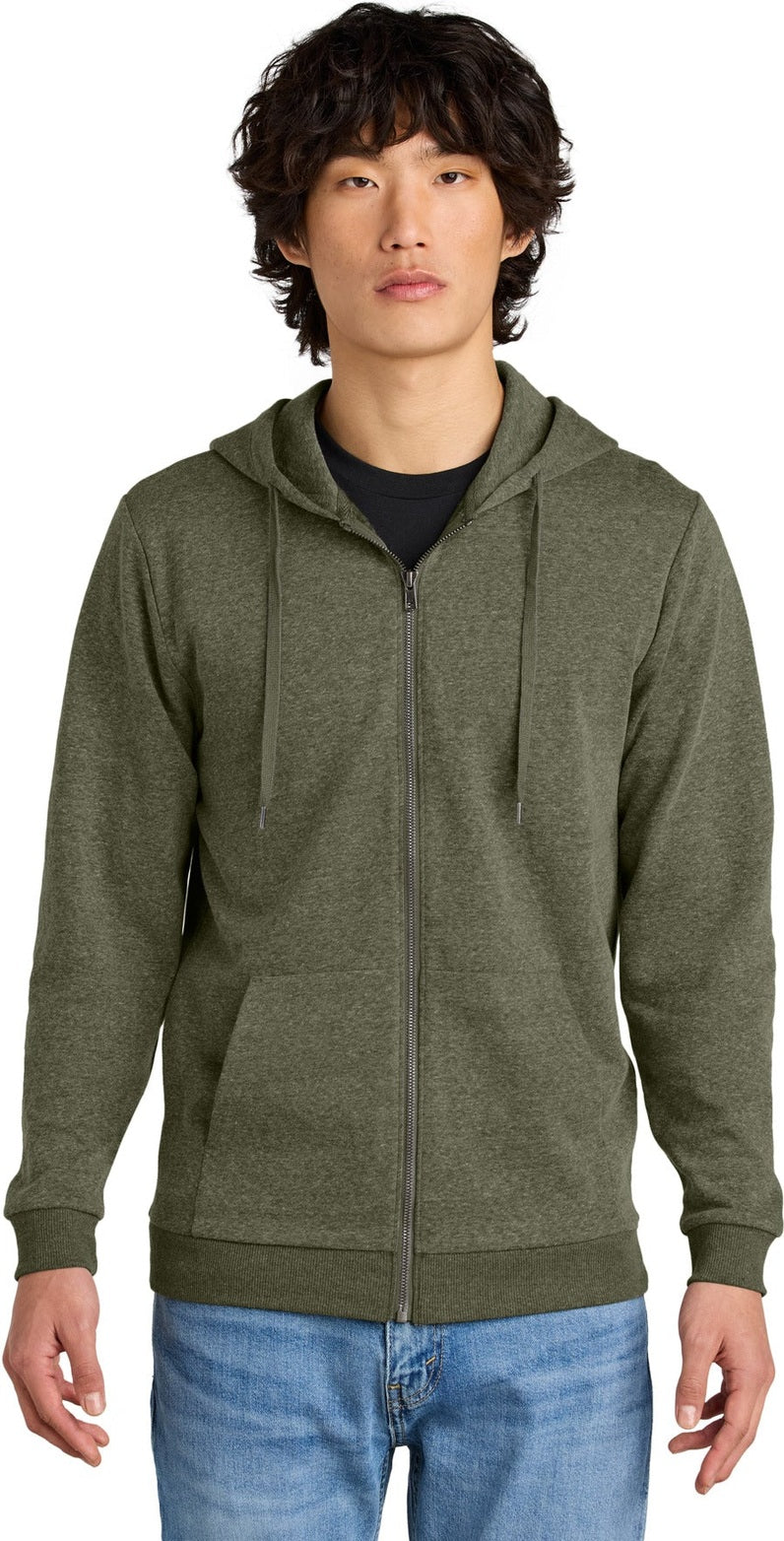 Front View of MilGrnFst District Perfect Tri Fleece Full-Zip Hoodie DT1302