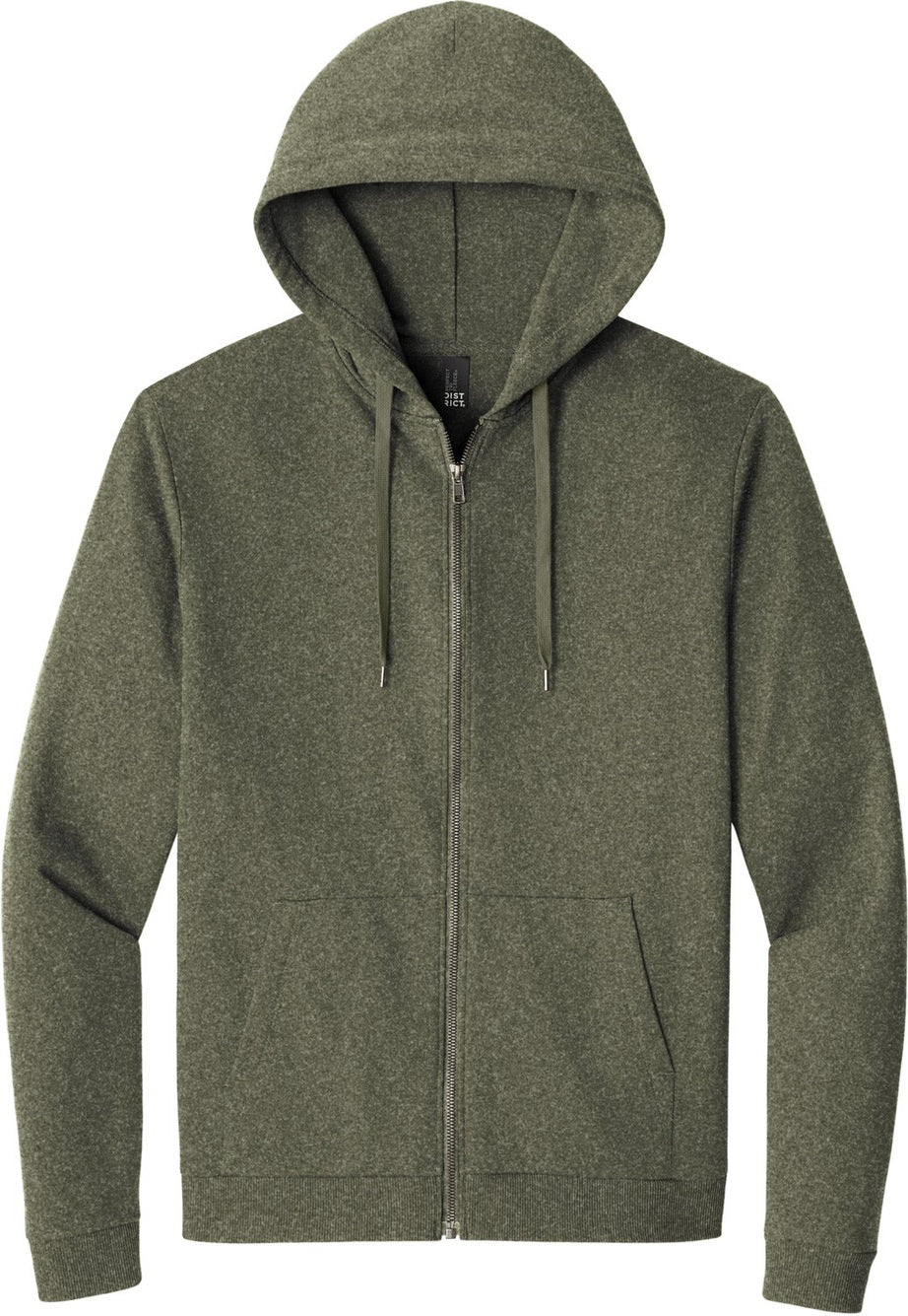 Front View of MilGrnFst District Perfect Tri Fleece Full-Zip Hoodie DT1302