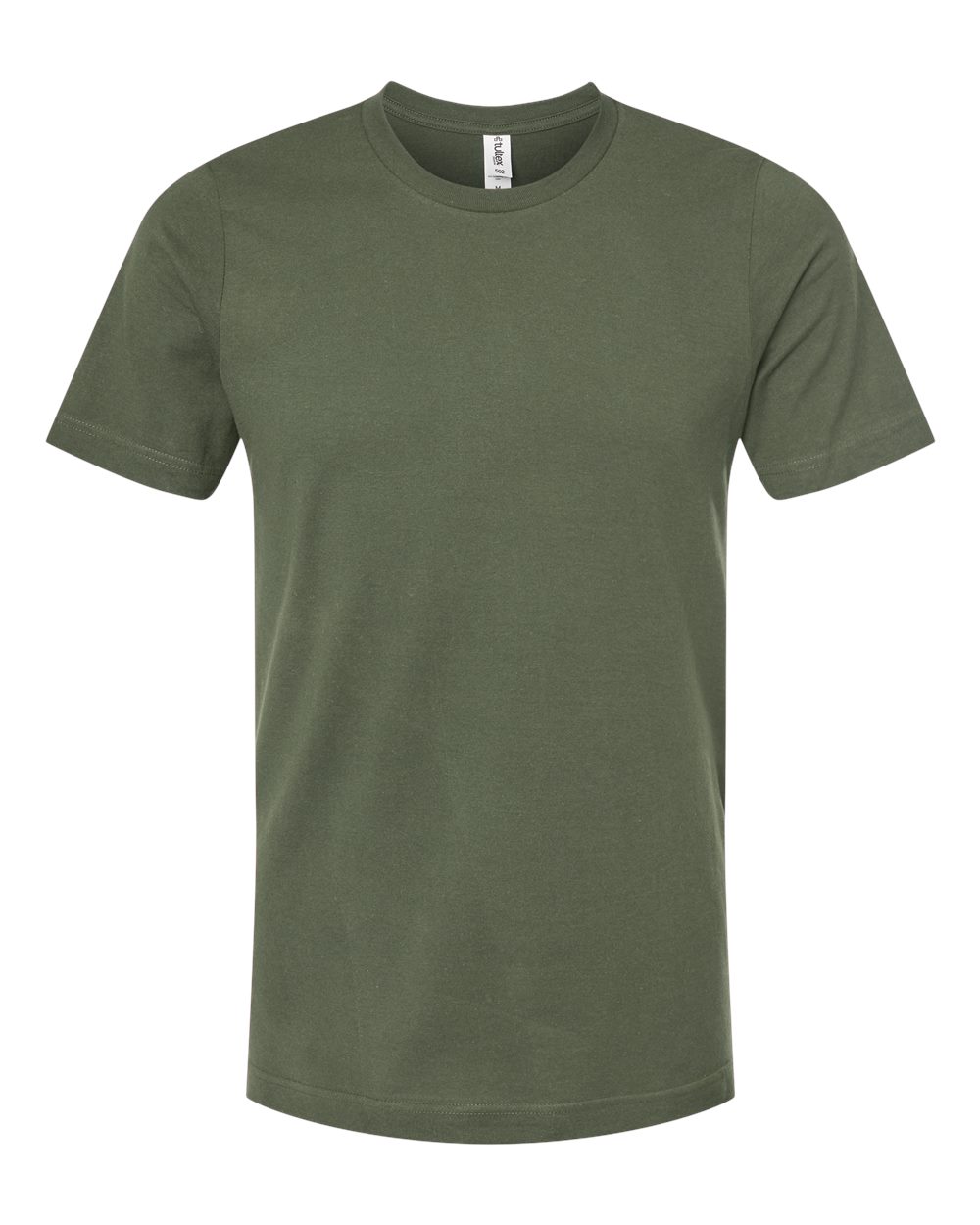 Front View of Military Green Combed Cotton T-Shirt - 602