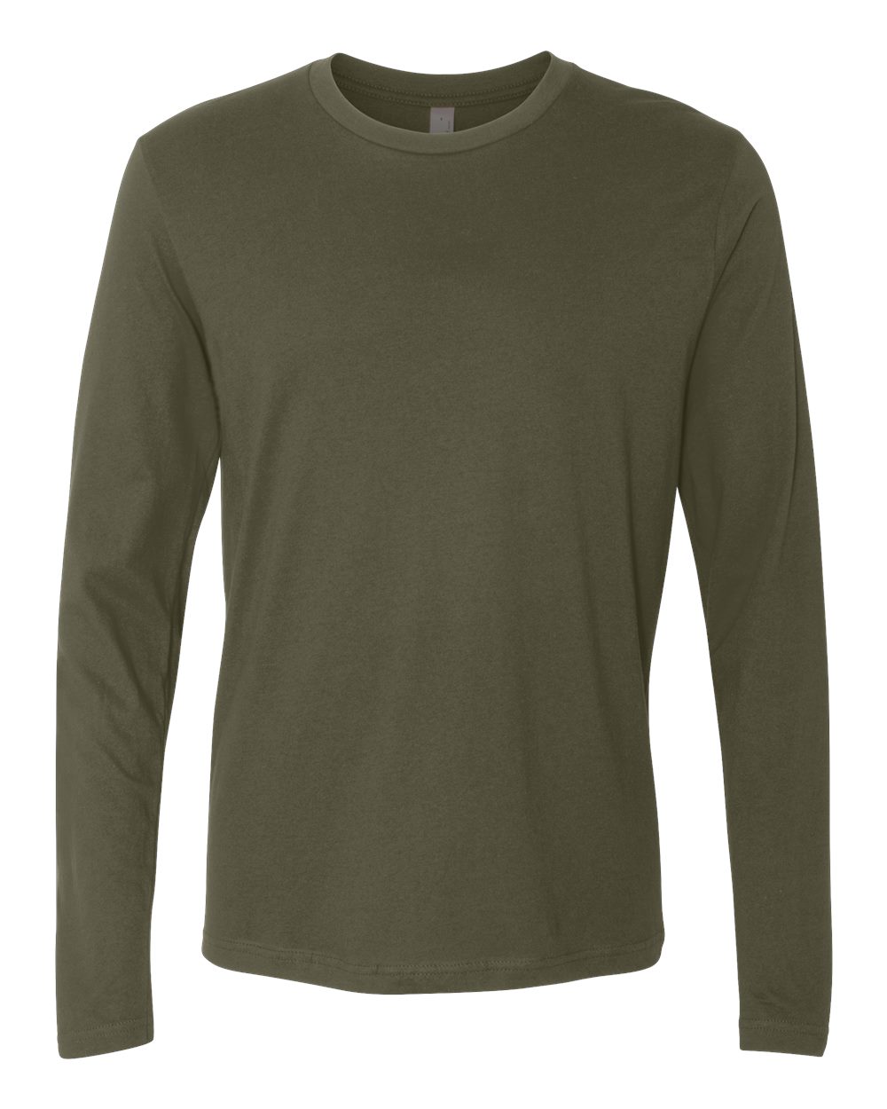 Front View of Military Green Cotton Long Sleeve T-Shirt - 3601