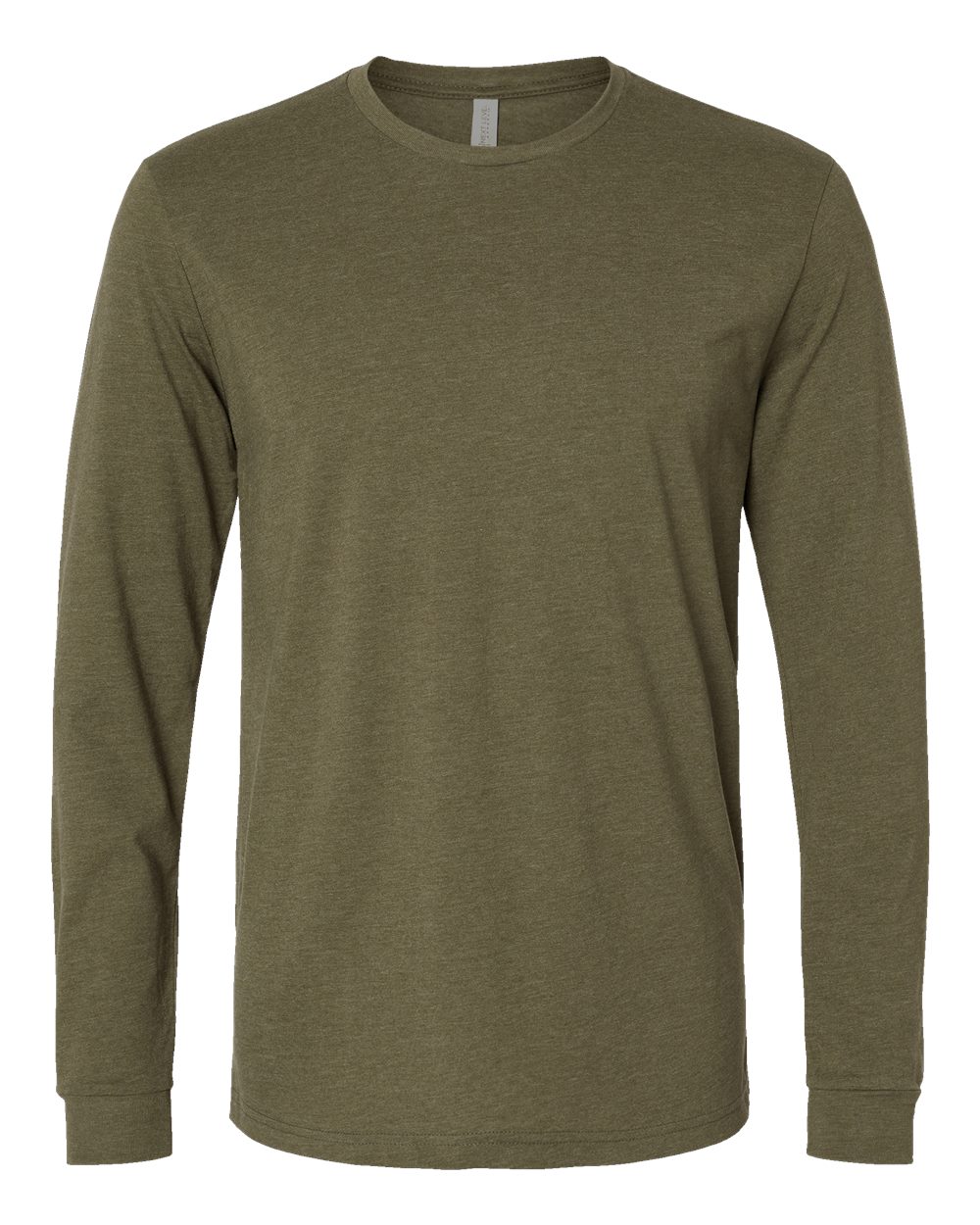 Front View of Military Green CVC Long Sleeve T-Shirt - 6211