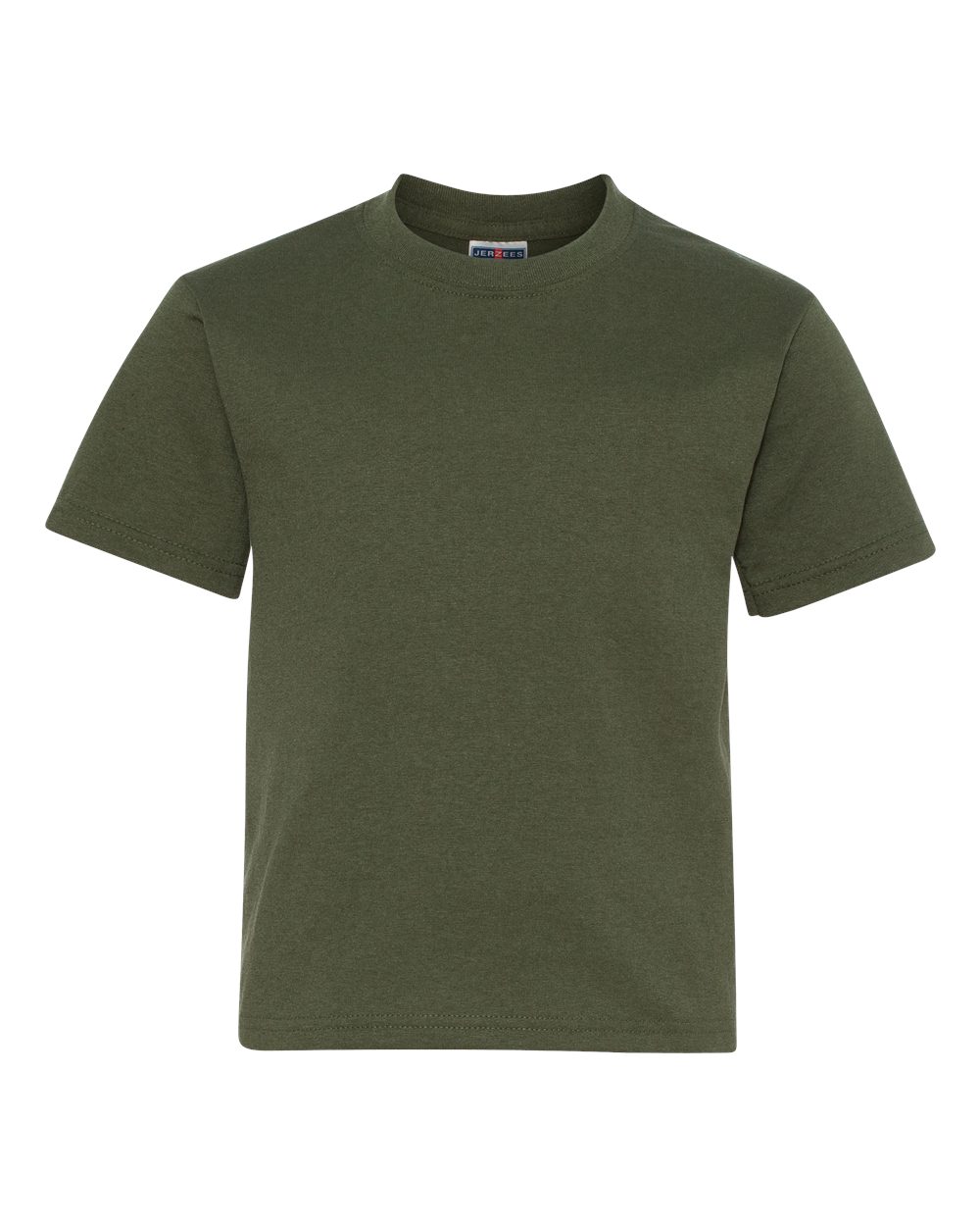 Front View of Military Green Dri-Power® Youth 50/50 T-Shirt - 29BR