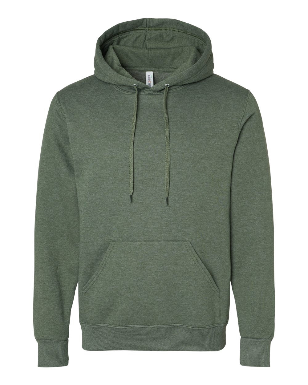 Front View of Military Green Heather Eco™ Premium Blend Ring-Spun Hooded Sweatshirt - 700MR