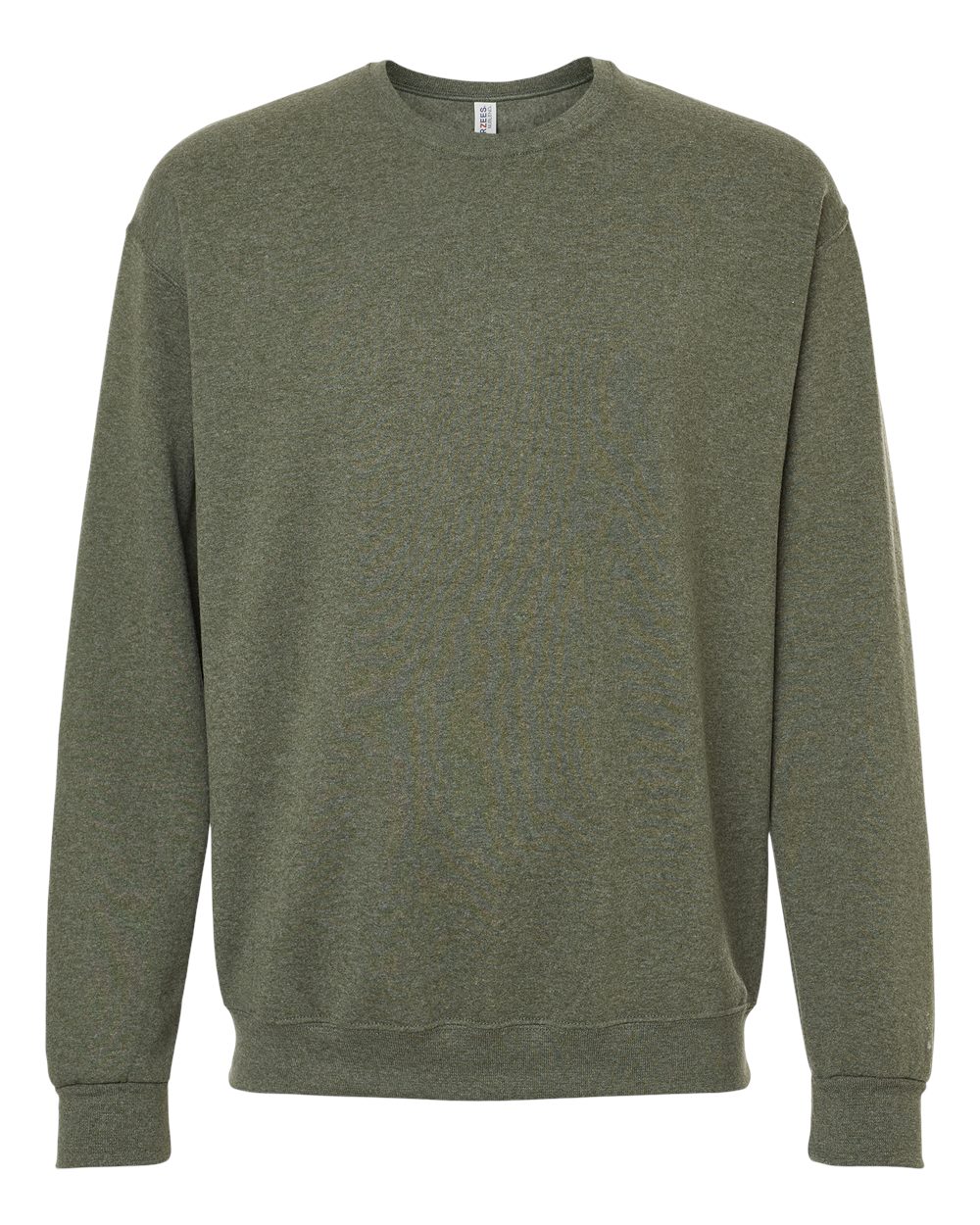 Front View of Military Green Heather NuBlend® Crewneck Sweatshirt - 562MR
