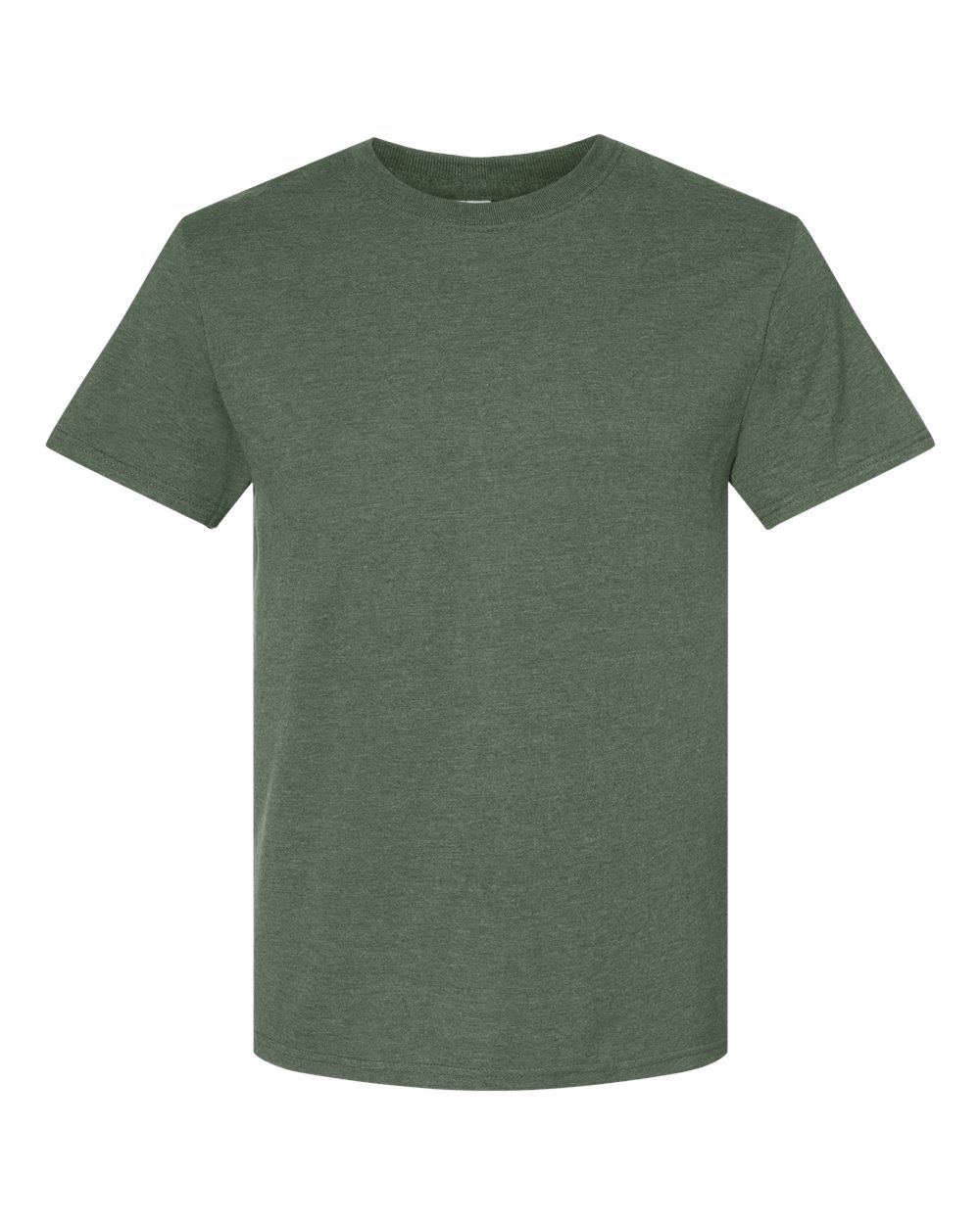 Front View of Military Green Heather Premium Blend Ring-Spun T-Shirt - 560MR