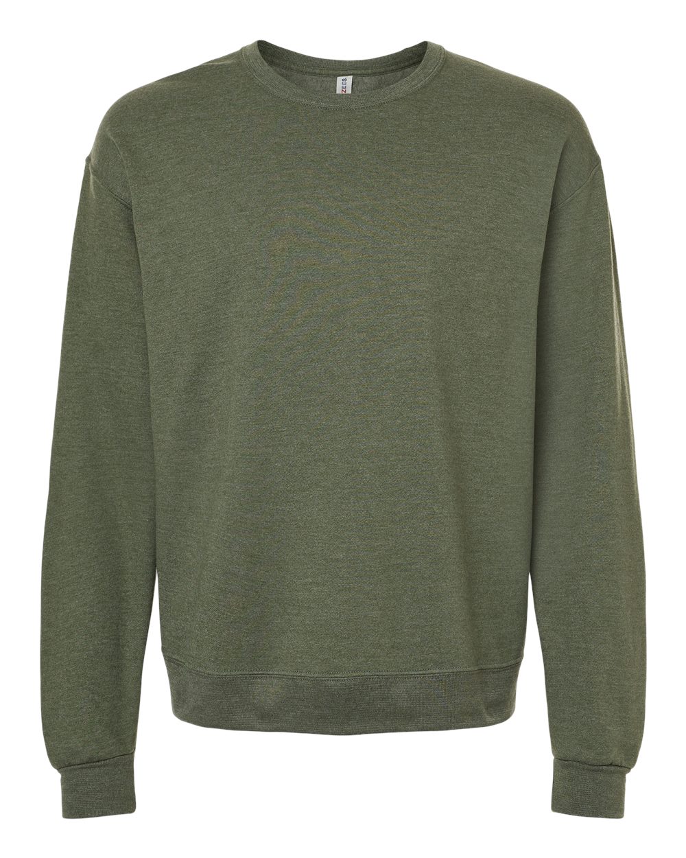 Front View of Military Green Heather Ultimate CVC Crewneck Sweatshirt - IC48MR