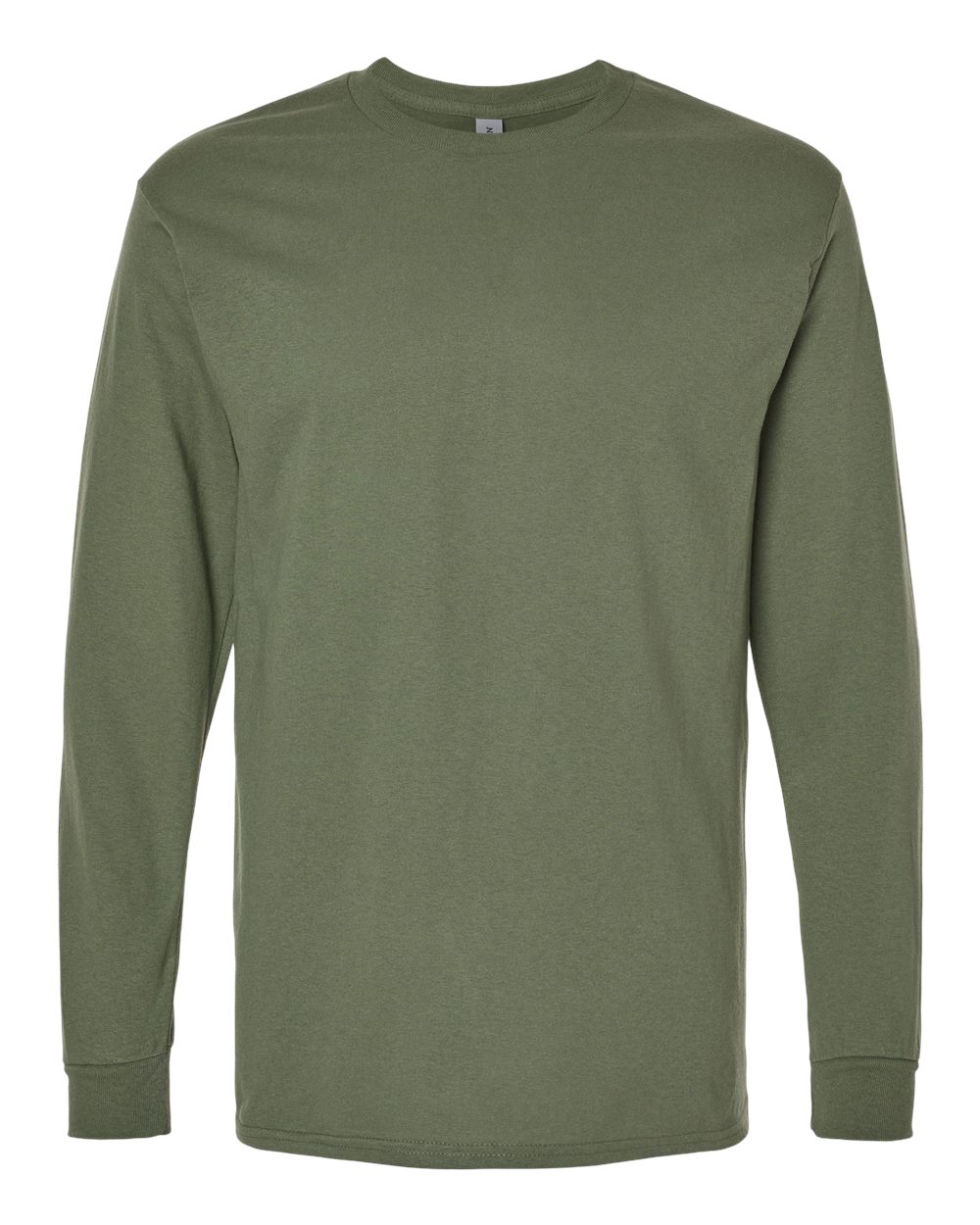 Front View of Military Green Heavy Cotton™ Long Sleeve T-Shirt - 5400