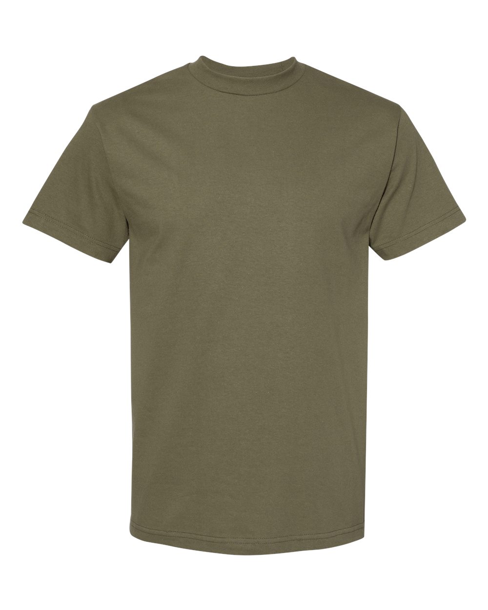 Front View of Military Green Heavyweight Cotton Tee - 1301