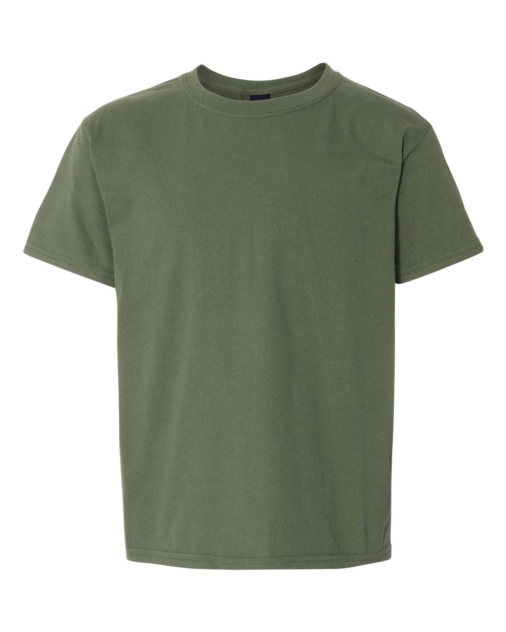 Front View of Military Green Light Cotton Youth T-Shirt - 3000B