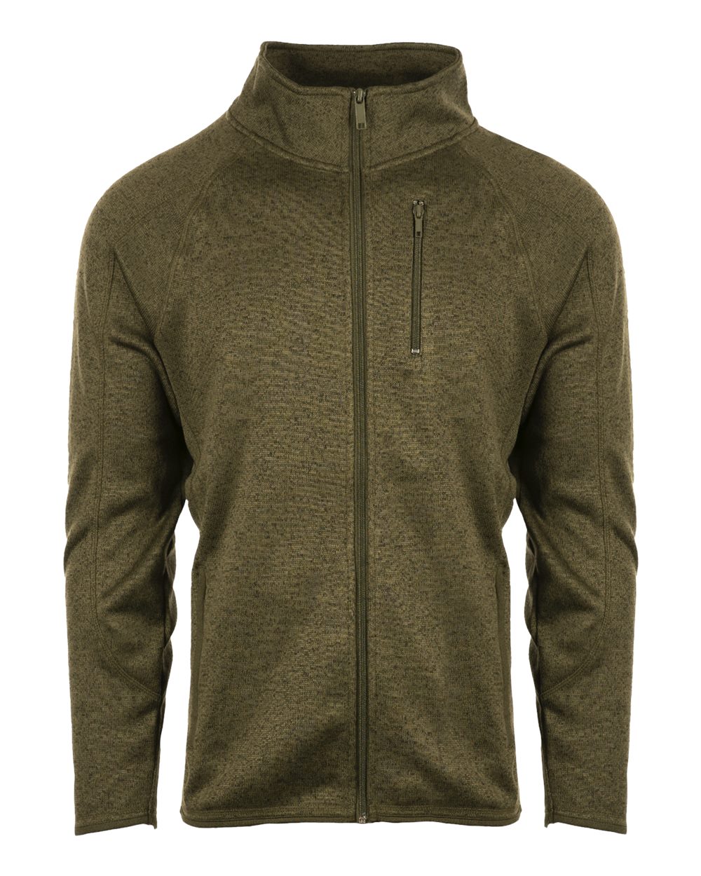 Front View of Military Green Sweater Knit Jacket - 3901