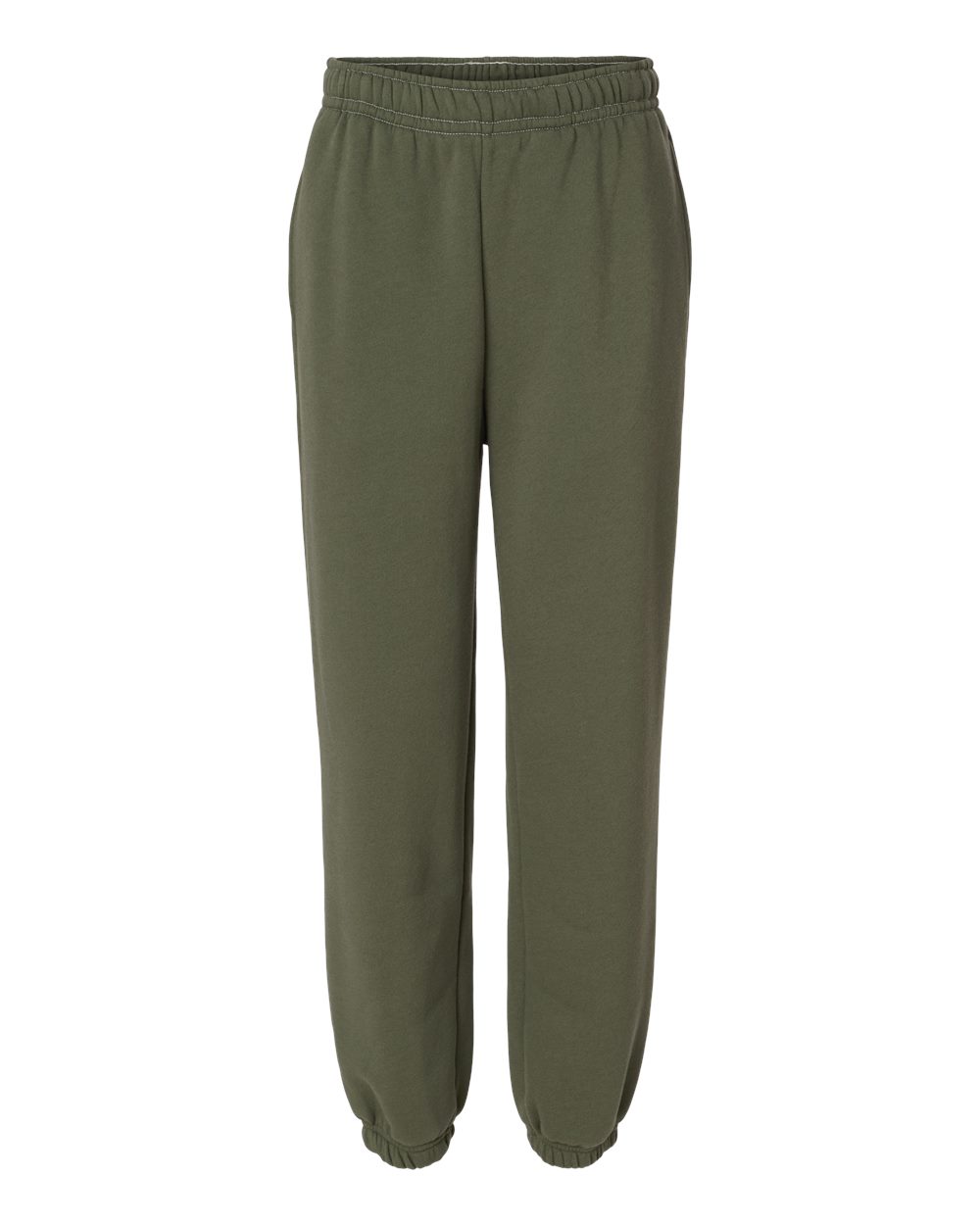 Front View of Military Green Unisex Sponge Fleece Sweatpants - 3738