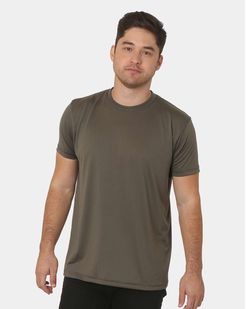 Front View of Military Green USA-Made Performance T-Shirt - 5300