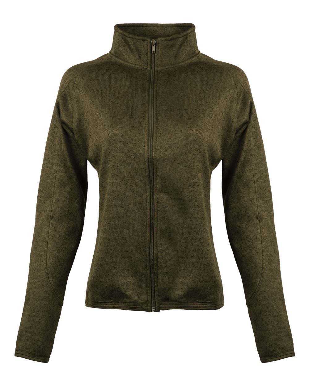 Front View of Military Green Women&#39;s Sweater Knit Jacket - 5901