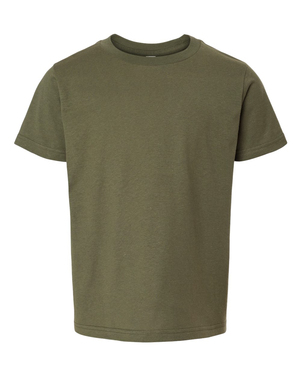 Front View of Military Green Youth Fine Jersey T-Shirt - 235