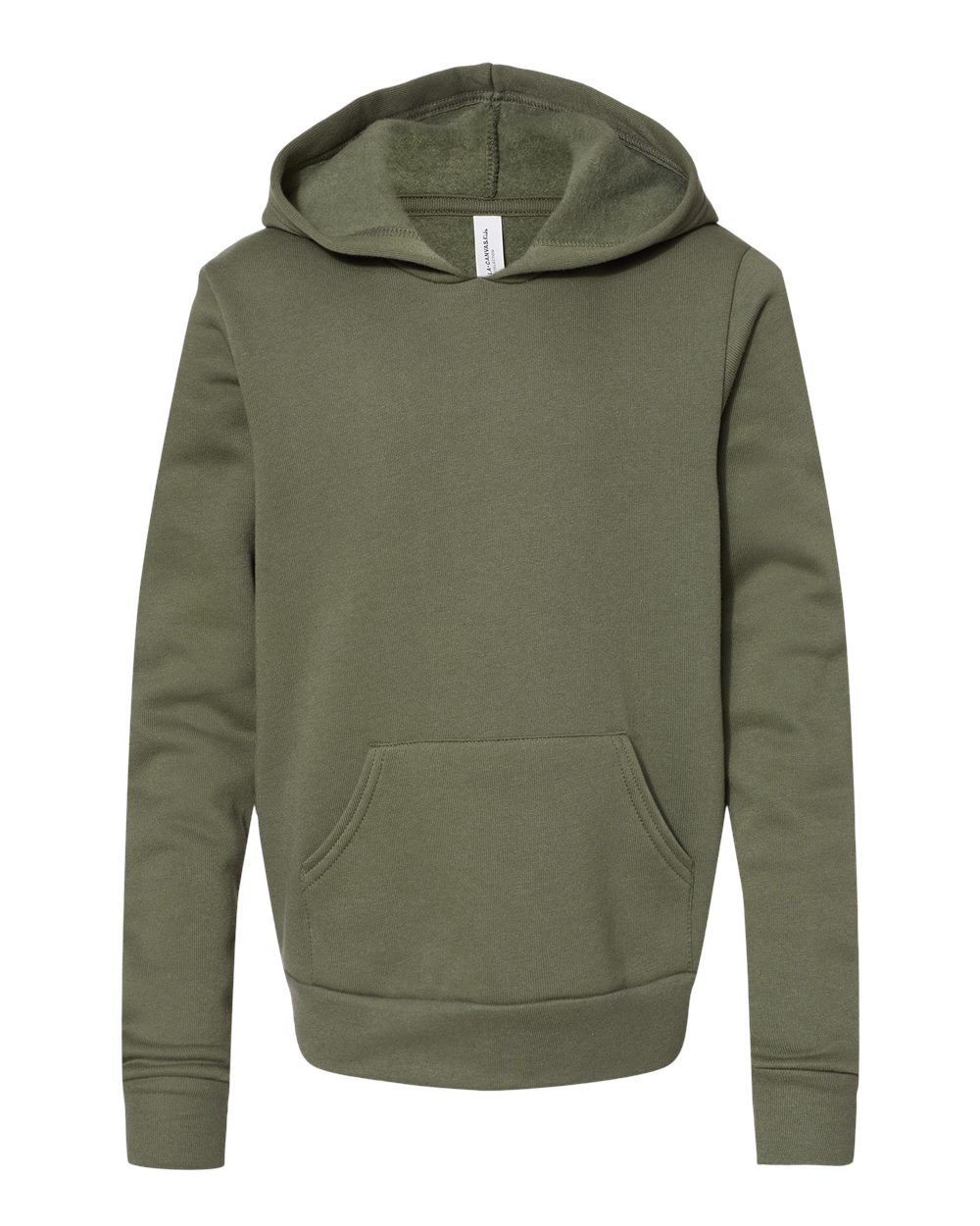 Front View of Military Green Youth Sponge Fleece Hoodie - 3719Y