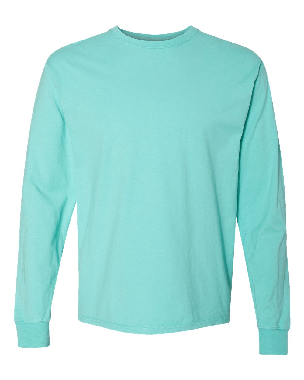 Front View of Mint Garment-Dyed Long Sleeve T-Shirt - GDH200
