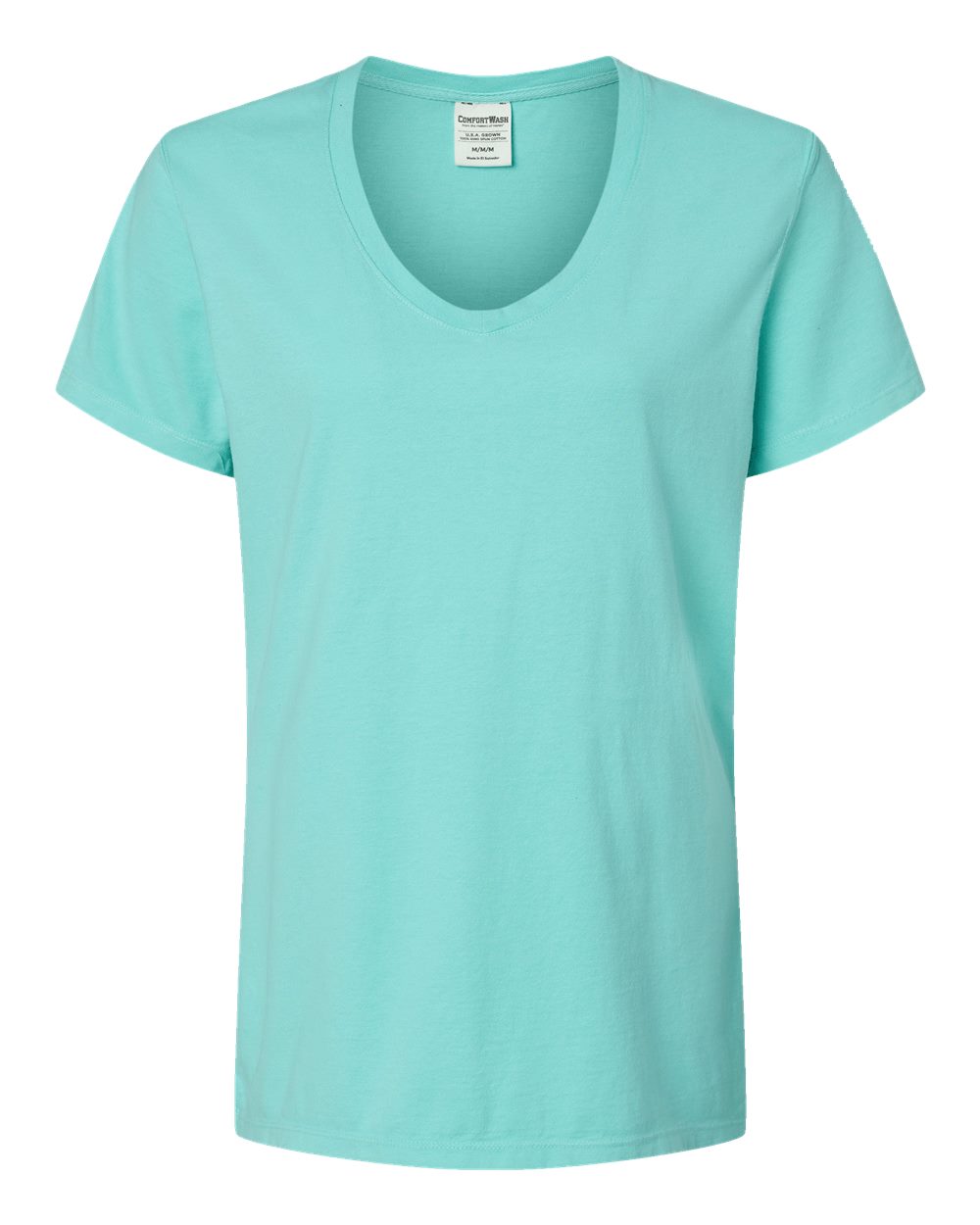 Front View of Mint Garment-Dyed Women's V-Neck T-Shirt - GDH125