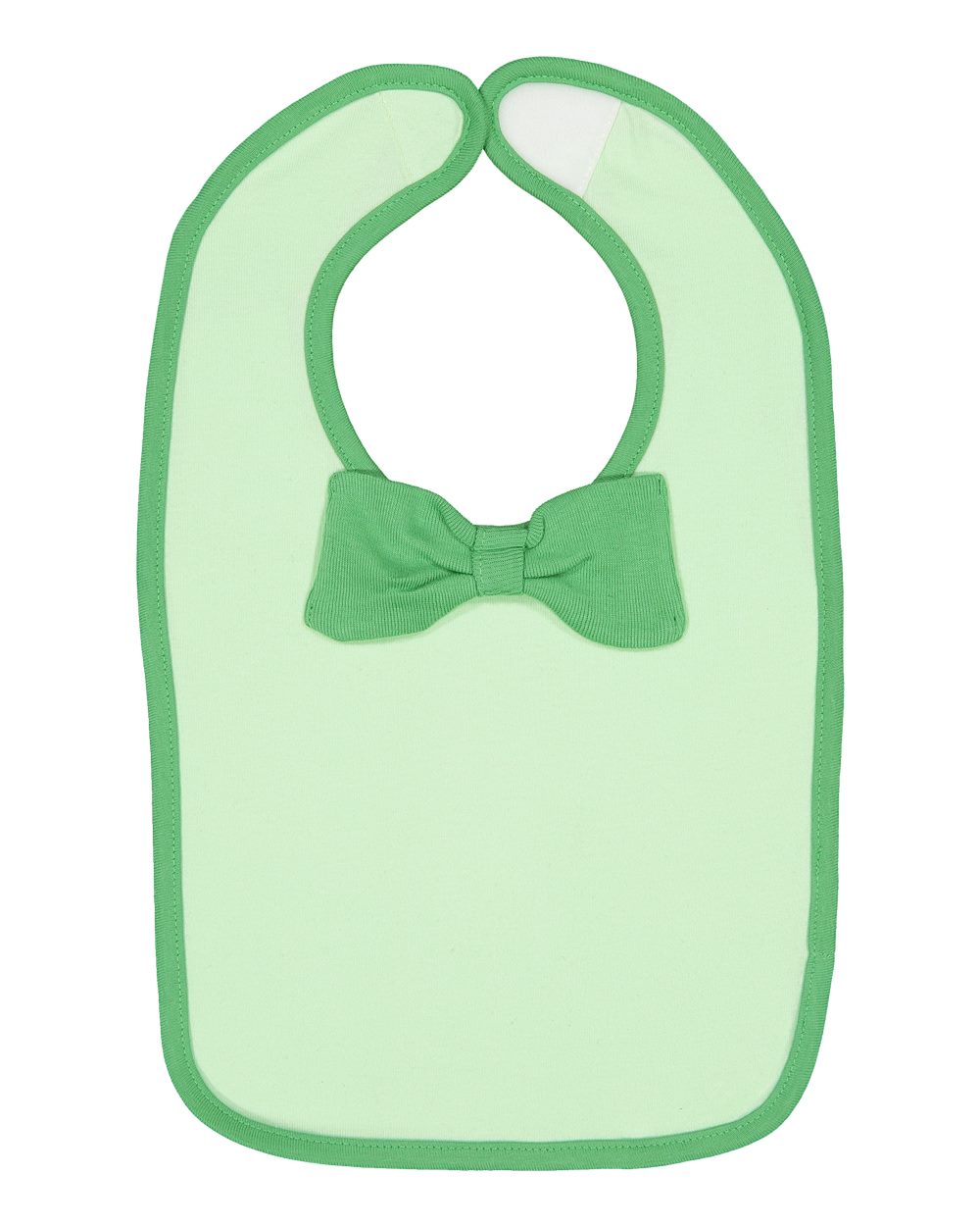Front View of Mint/ Grass Infant Baby Rib Bow Tie Bib - 1002