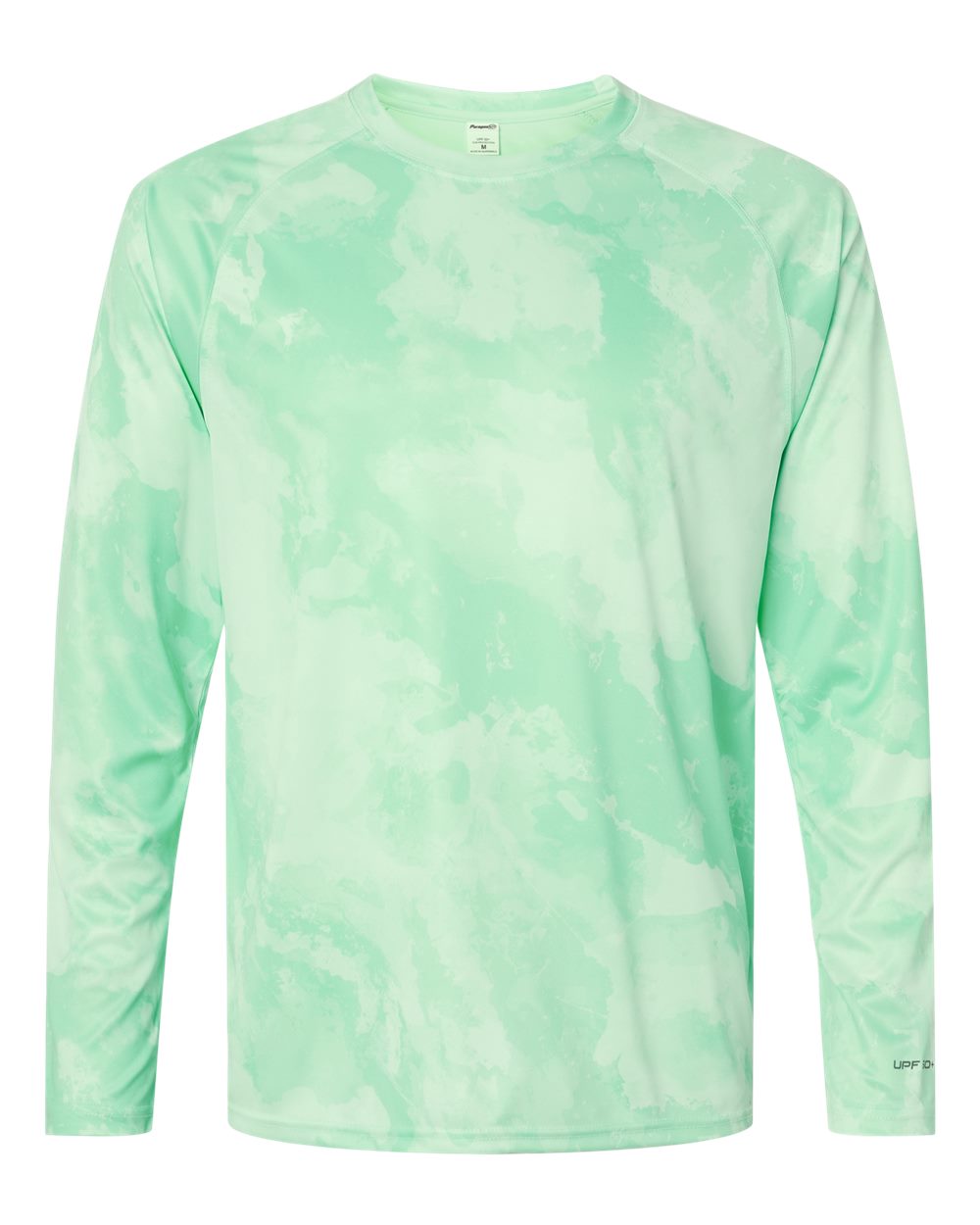 Front View of Mint Green Cabo Camo Performance Long Sleeve T-Shirt - 228