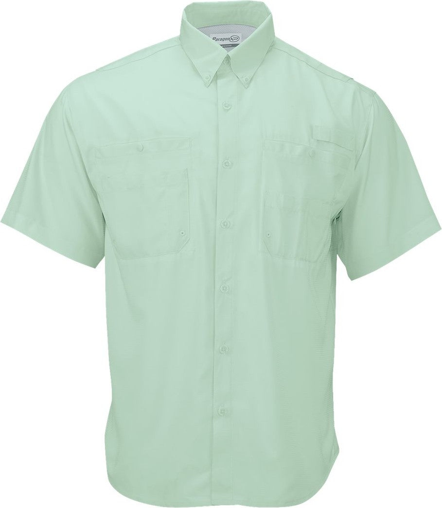 Front View of Mint Green Hatteras Performance Short Sleeve Fishing Shirt - 700