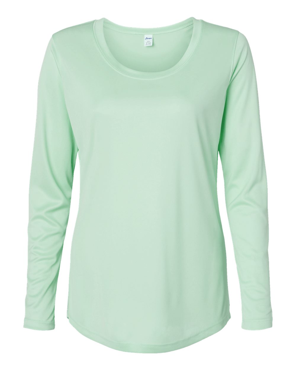 Front View of Mint Green Women's Long Islander Performance Long Sleeve T-Shirt - 214