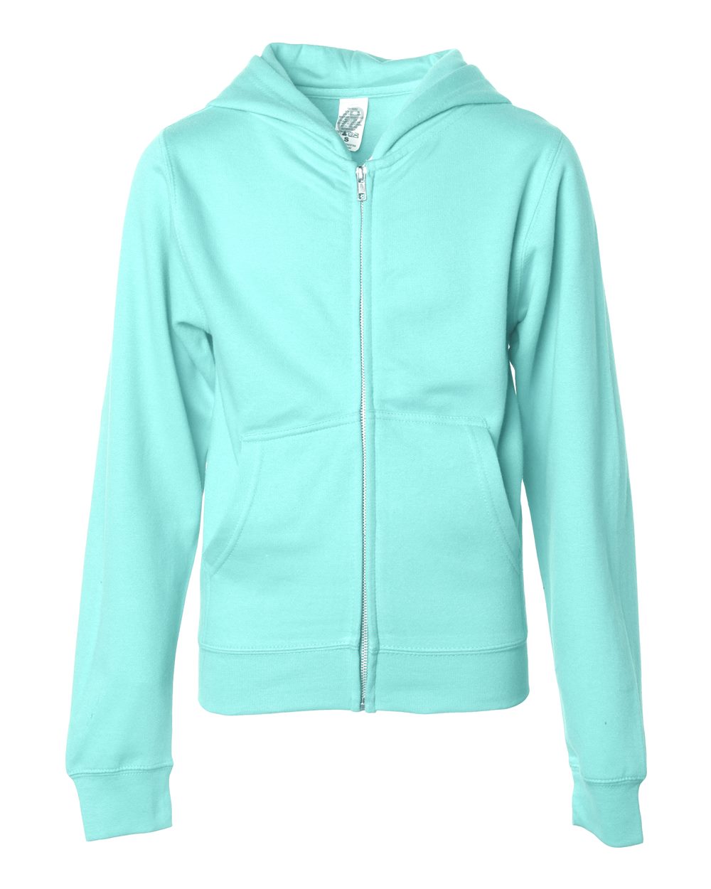 Front View of Mint Youth Midweight Full-Zip Hooded Sweatshirt - SS4001YZ