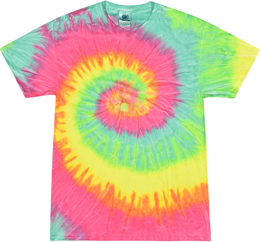 Front View of Minty Rainbow Multi-Color Tie-Dyed T-Shirt - 1000