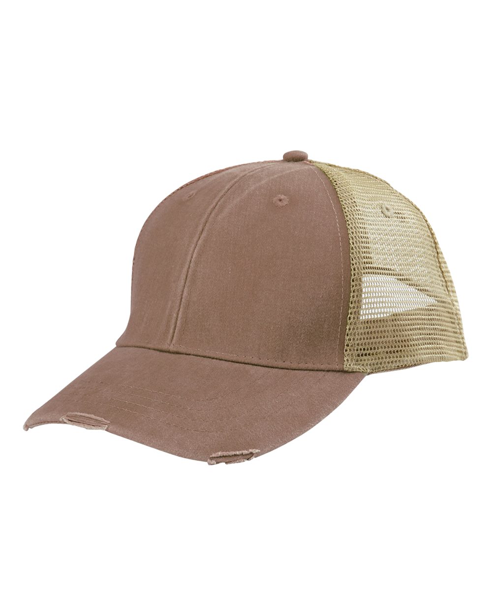Front View of Mississippi Mud/ Tan Ollie Distressed Cap - OL102