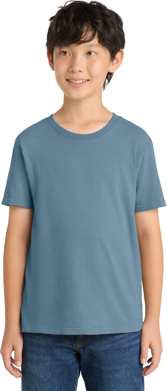 Front View of Mist Port & Co Youth Beach Wash Garment-Dyed Tee. PC099Y