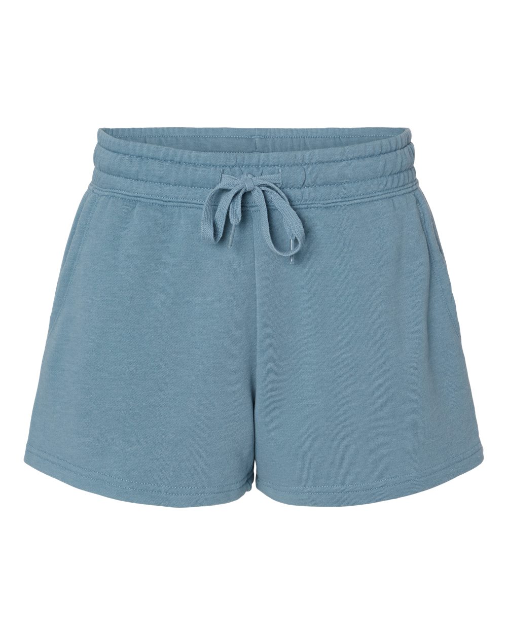 Front View of Misty Blue Women’s Lightweight California Wave Wash Fleece Shorts - PRM20SRT