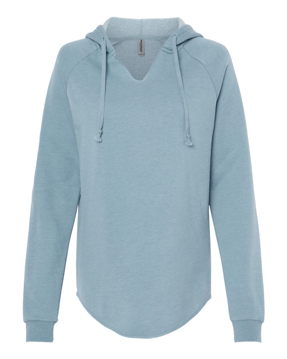 Front View of Misty Blue Women’s Lightweight California Wave Wash Hooded Sweatshirt - PRM2500