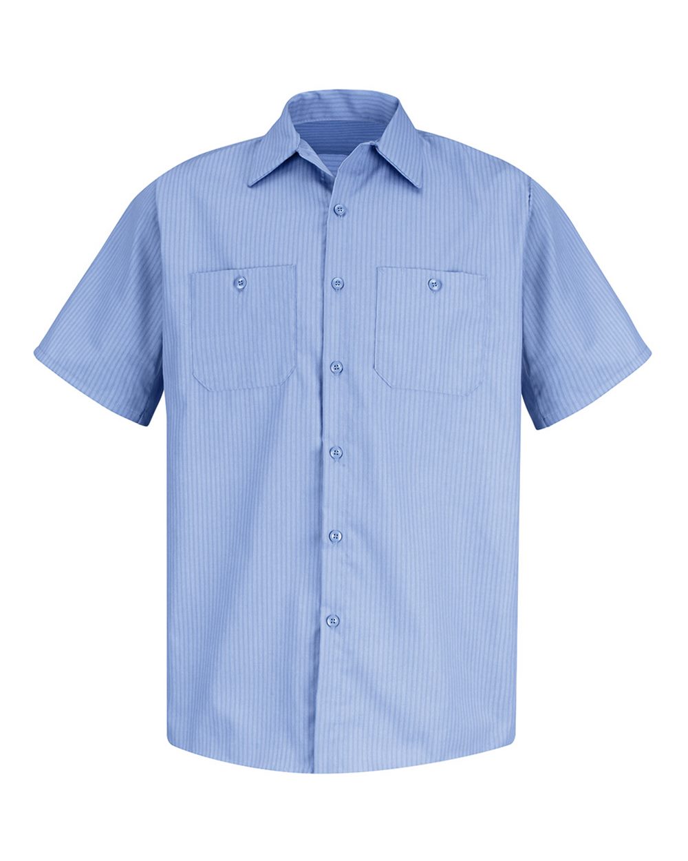 Front View of ML-Medium Blue/ Light Blue Industrial Short Sleeve Work Shirt - SP24