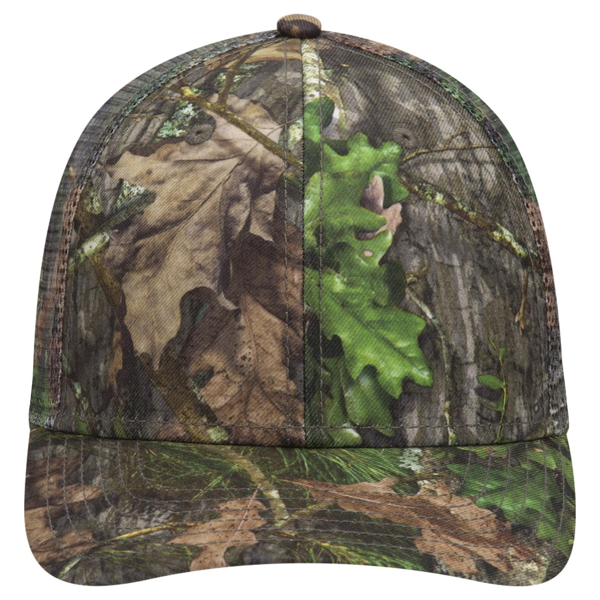 Front View of MO3 - Obsession OTTO CAP Mossy Oak Camouflage Superior Polyester Twill 6 Panel Low Profile Mesh Back Trucker Hat
