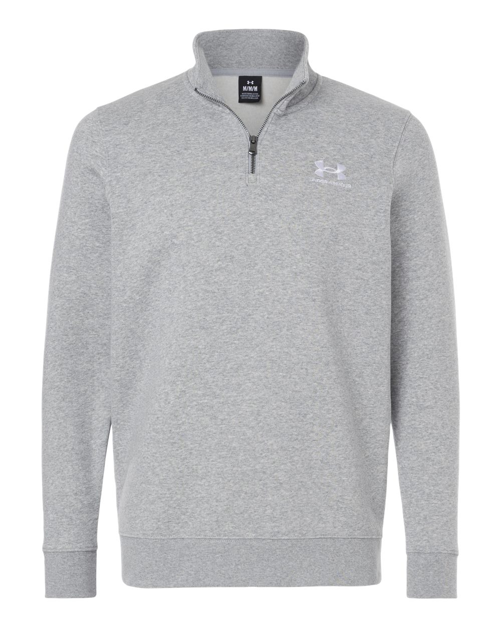 Front View of Mod Grey Light Heather/ White Men's Icon Fleece Quarter-Zip Pullover - 6012710 plain