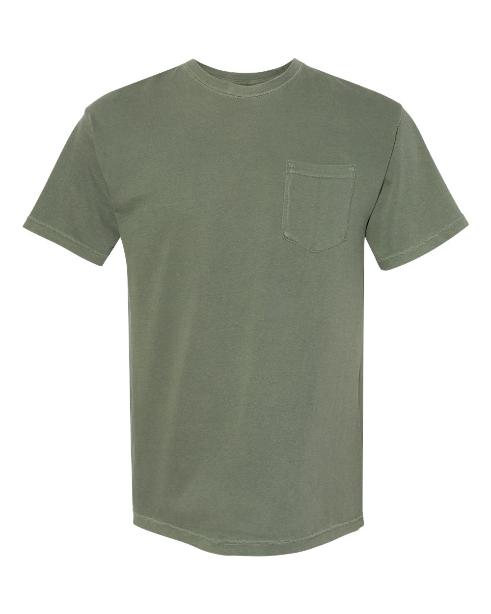 Front View of Moss Garment-Dyed Heavyweight Pocket T-Shirt - 6030
