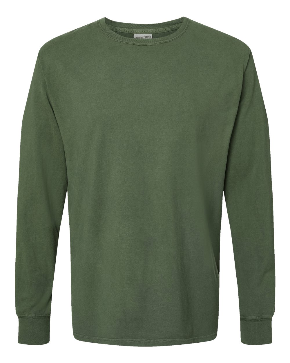 Front View of Moss Garment-Dyed Long Sleeve T-Shirt - GDH200