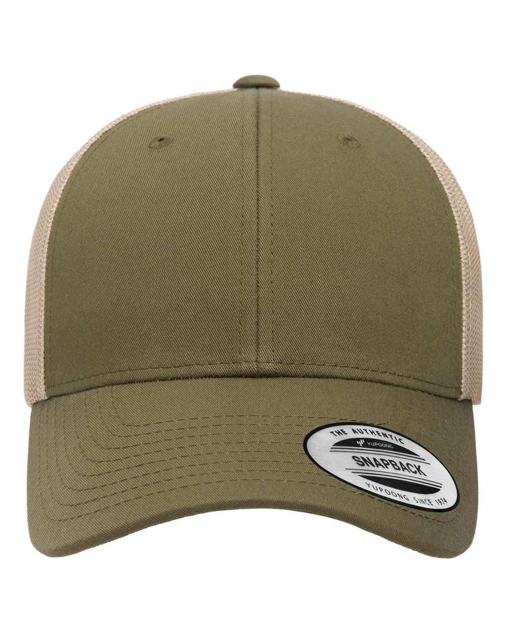 Front View of Moss Green/ Khaki Elite Cap - 6601