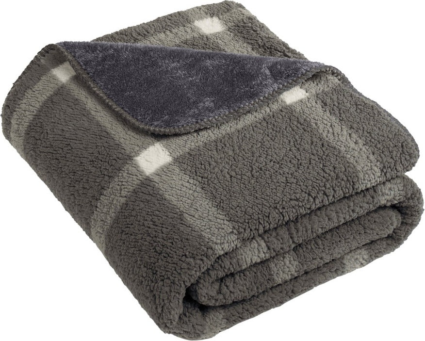 Front View of Msh/GWdPne Port Authority Double-Sided Sherpa/Plush Blanket BP48
