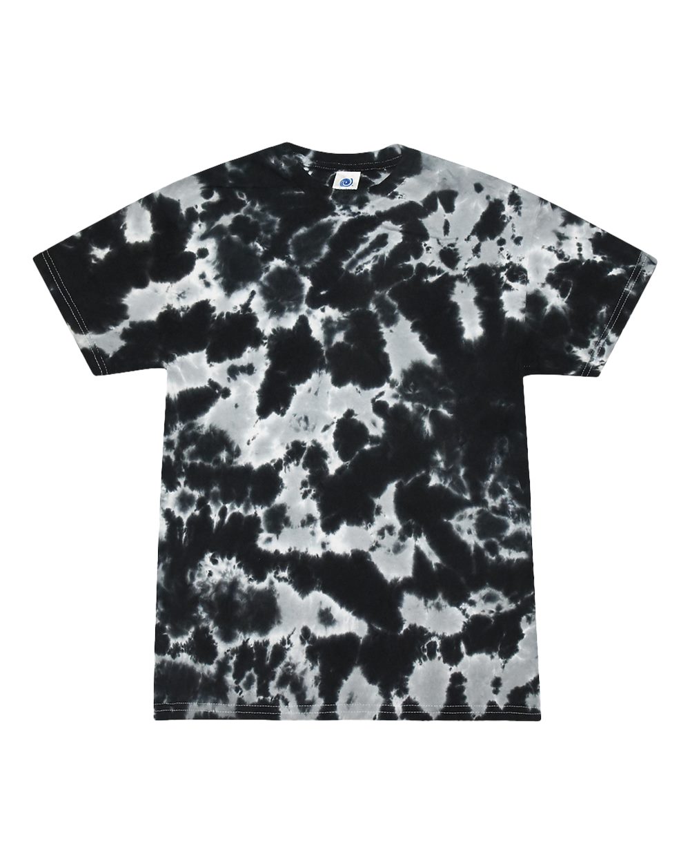 Front View of Multi Black Multi-Color Tie-Dyed T-Shirt - 1000