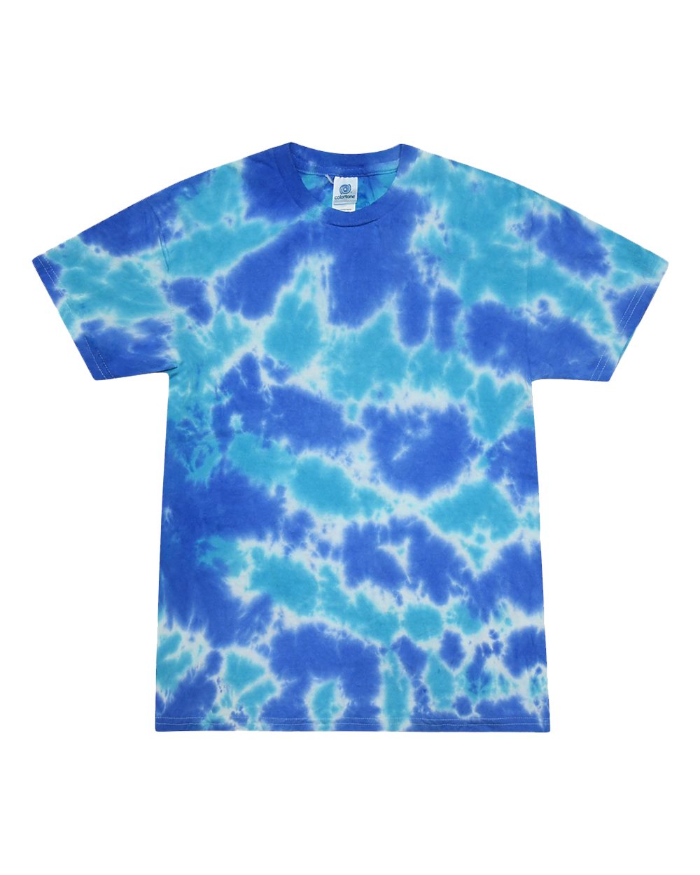 Front View of Multi Blue Multi-Color Tie-Dyed T-Shirt - 1000