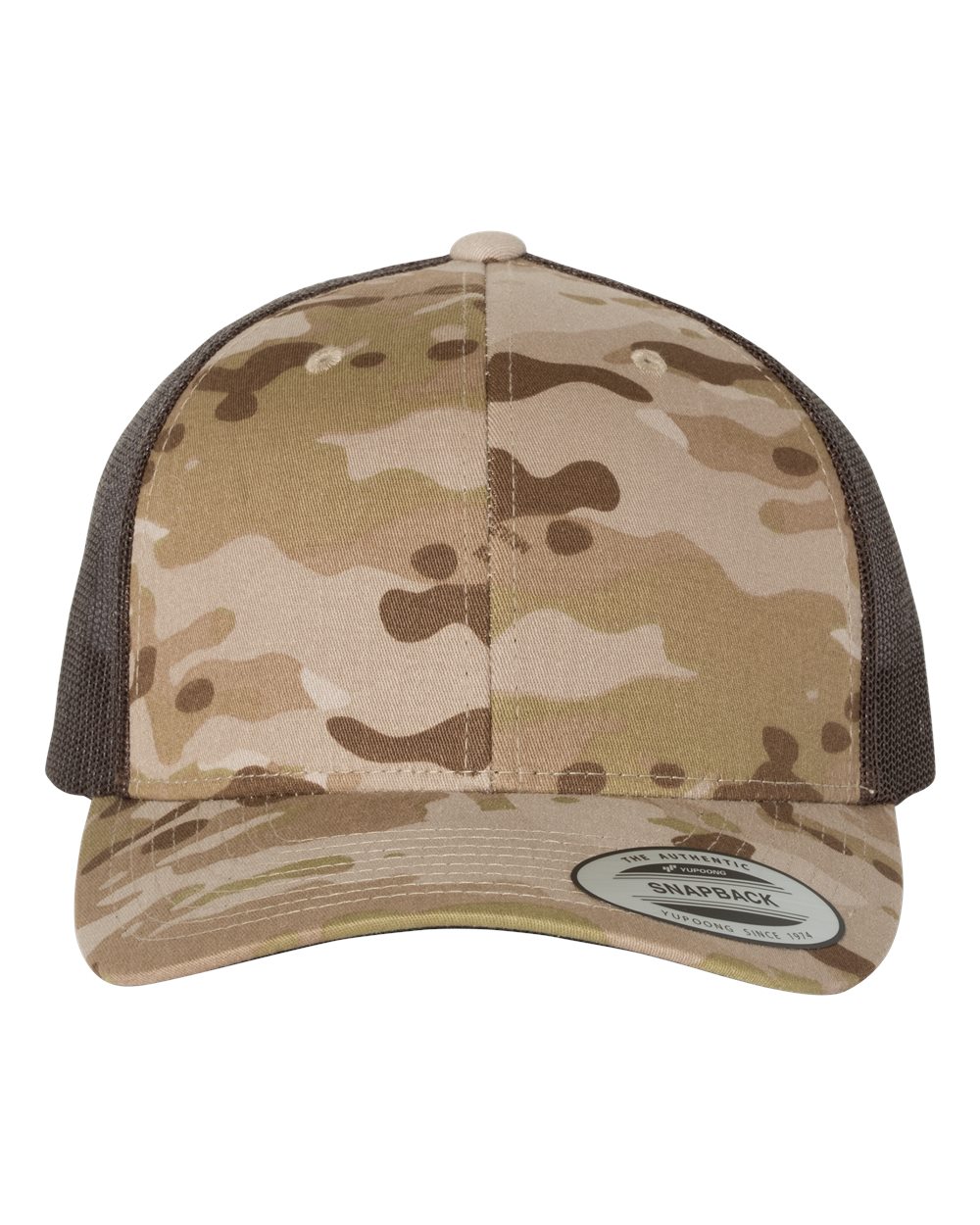 Front View of Multicam Arid/ Brown Retro Trucker Cap - 6606