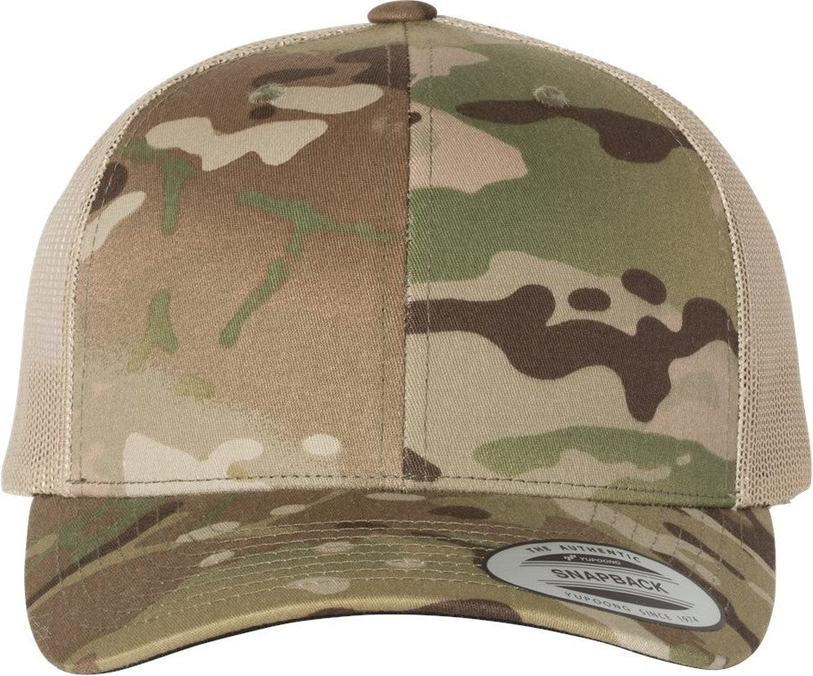 Front View of Multicam Green/ Khaki Retro Trucker Cap - 6606