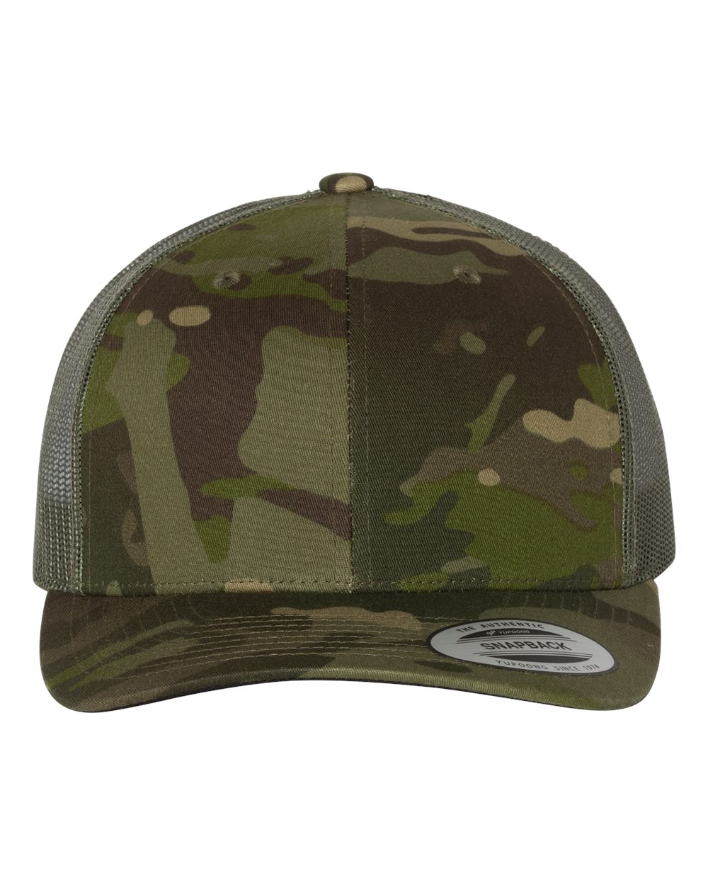 Front View of Multicam Tropic/ Green Retro Trucker Cap - 6606