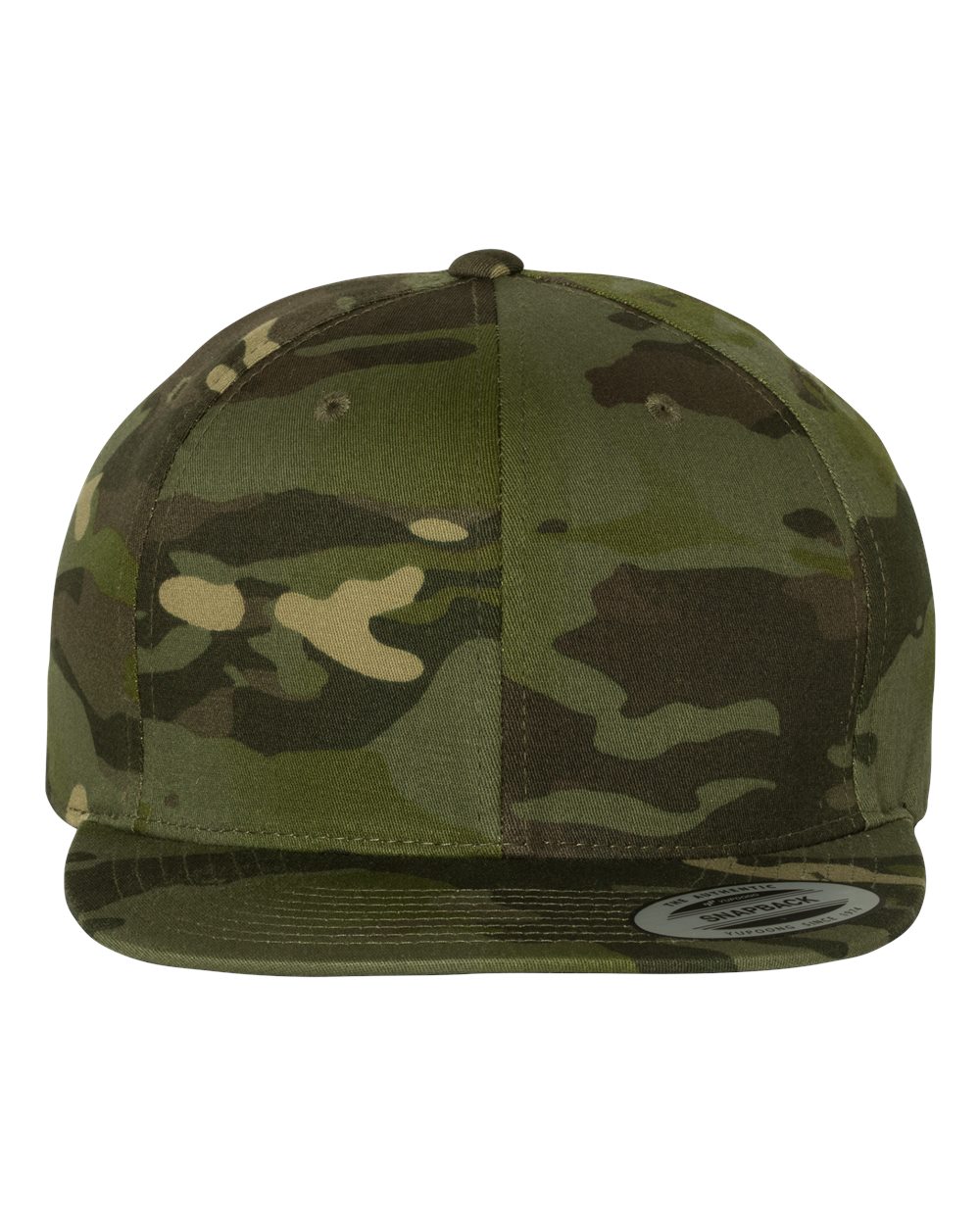 Front View of Multicam Tropic Premium Flat Bill Snapback Cap - 6089M