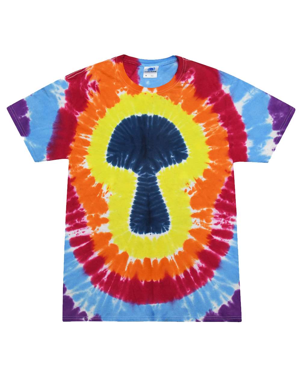 Front View of Multicolor Mushroom Shapes Tie-Dyed T-Shirt - 1150